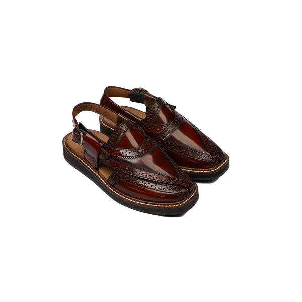 Alfons -  Kid's Oxblood Box Leather High Shine Sandal (5-12 Years Old)