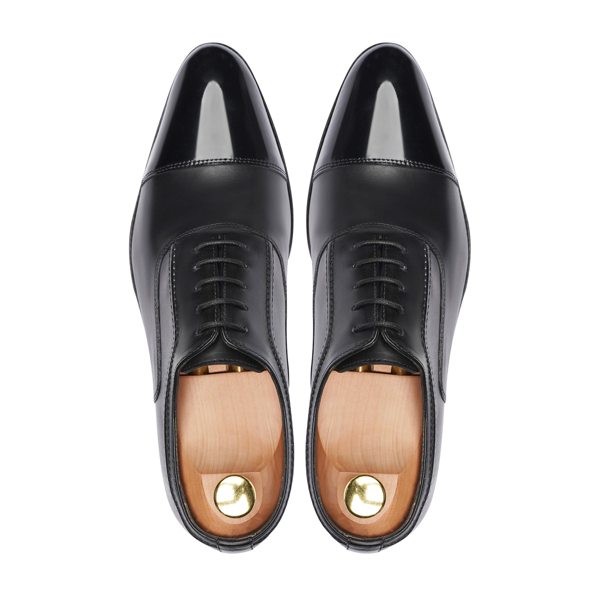 Istanbul - Men's Black Calf and Box Leather High Shine Oxford Shoe