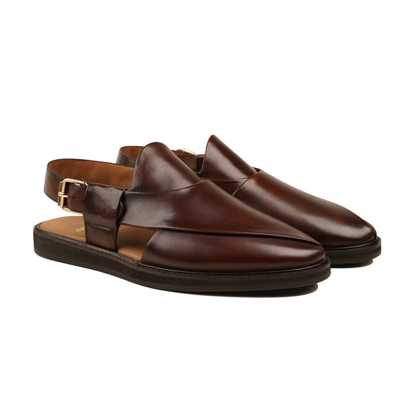 Hisano - Men's Dark Brown Calf Leather Sandal