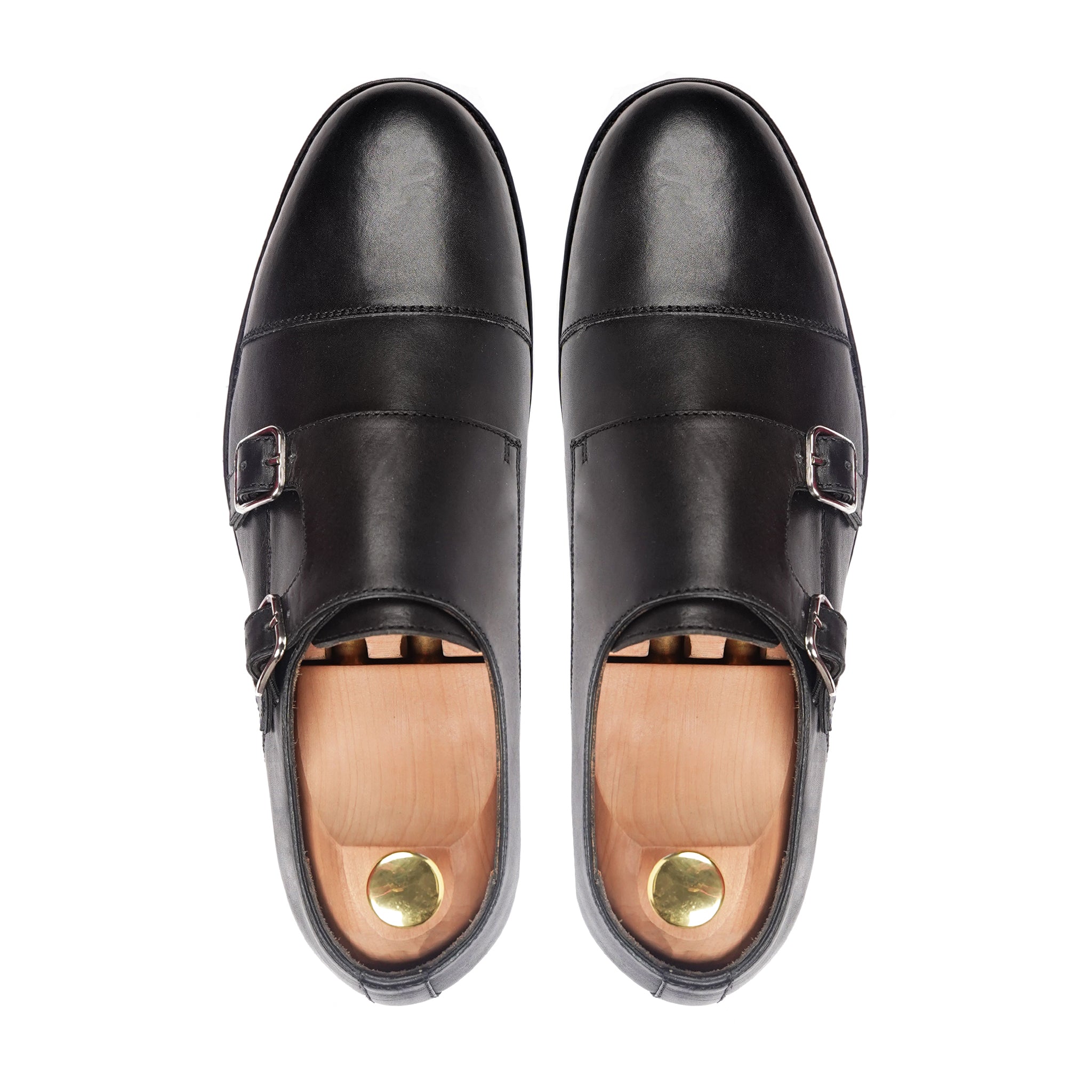 Banzu - Men's Black Calf Leather Double Monkstrap