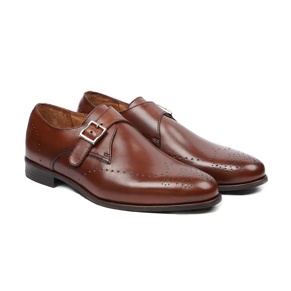 Kamburg - Men's Reddish Brown Calf Leather Single Monkstrap