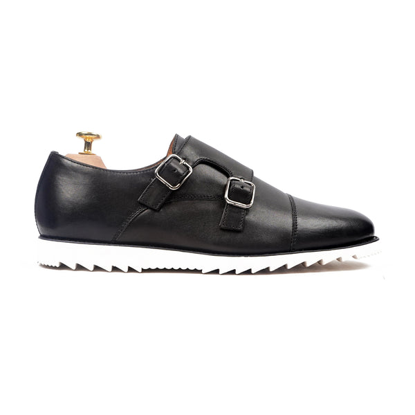 Banzu - Men's Black Calf Leather Double Monkstrap