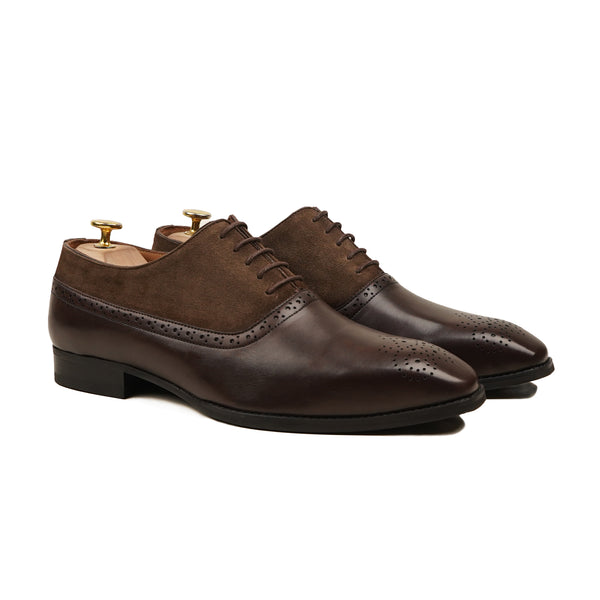 Cedro - Men's Dark Brown Kid Suede Oxford Shoe