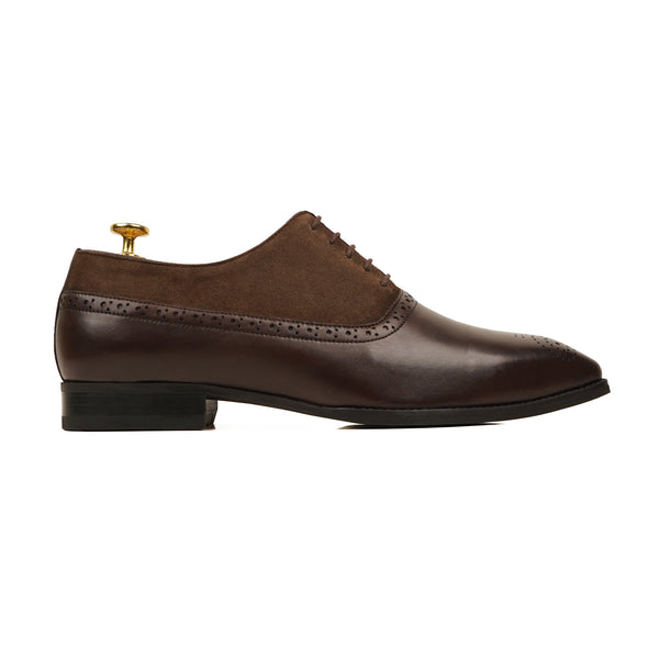 Cedro - Men's Dark Brown Kid Suede Oxford Shoe