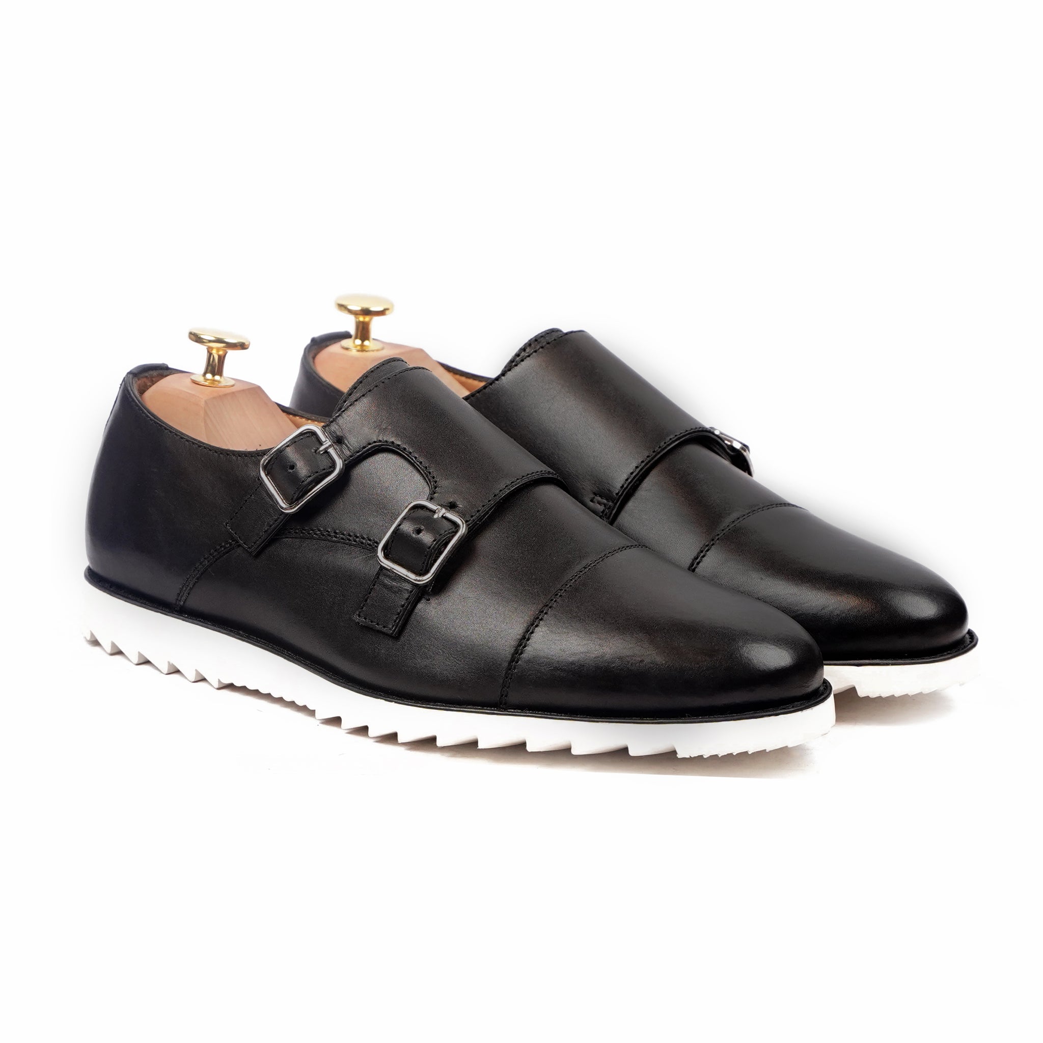 Banzu - Men's Black Calf Leather Double Monkstrap