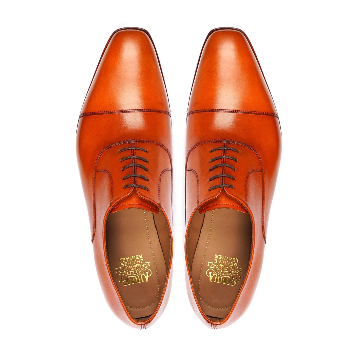Javi - Men's Orange Tan Calf Leather Oxford Shoe