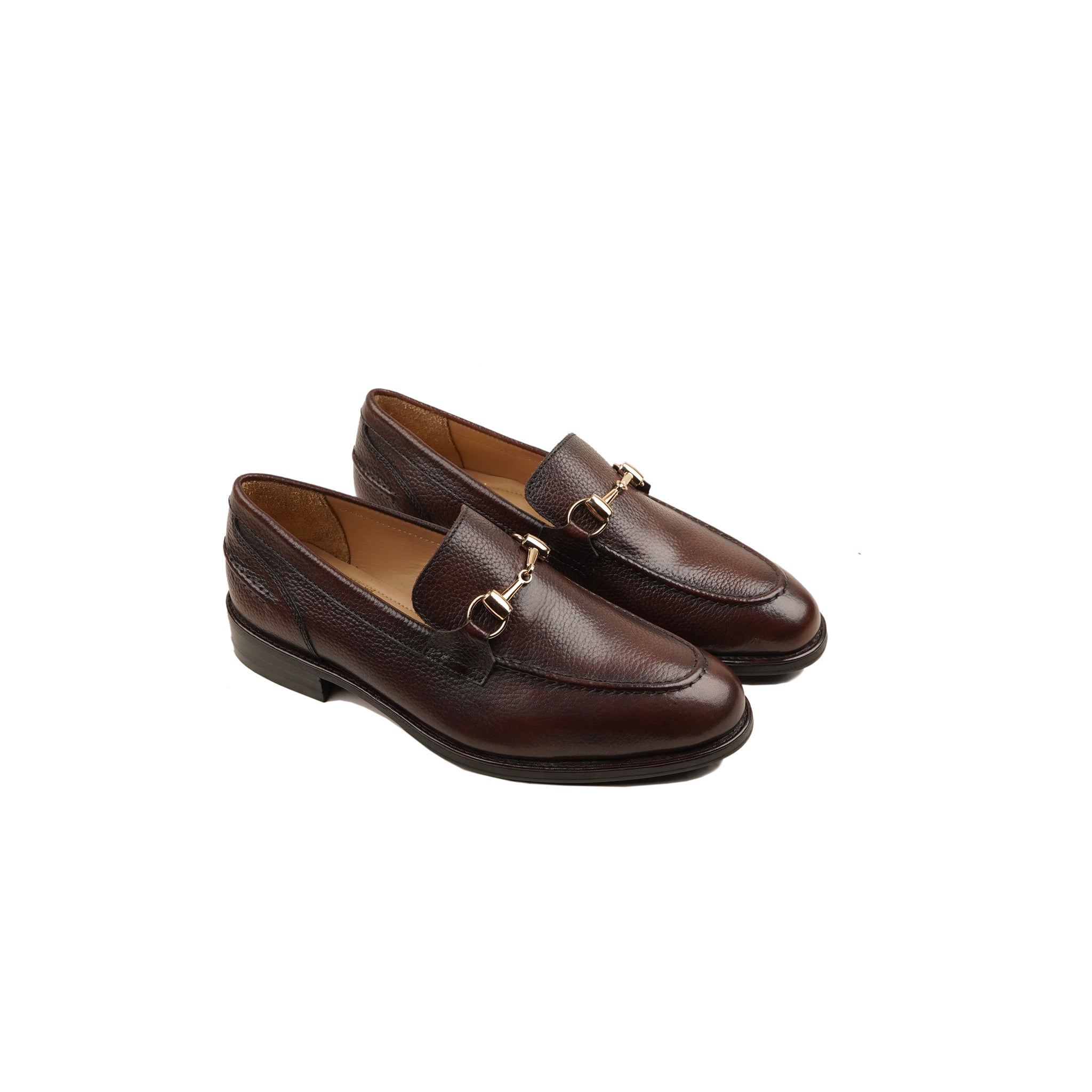 Griselda - Kid's Dark Brown Pebble Grain Leather Loafer (5-12 Years Old)