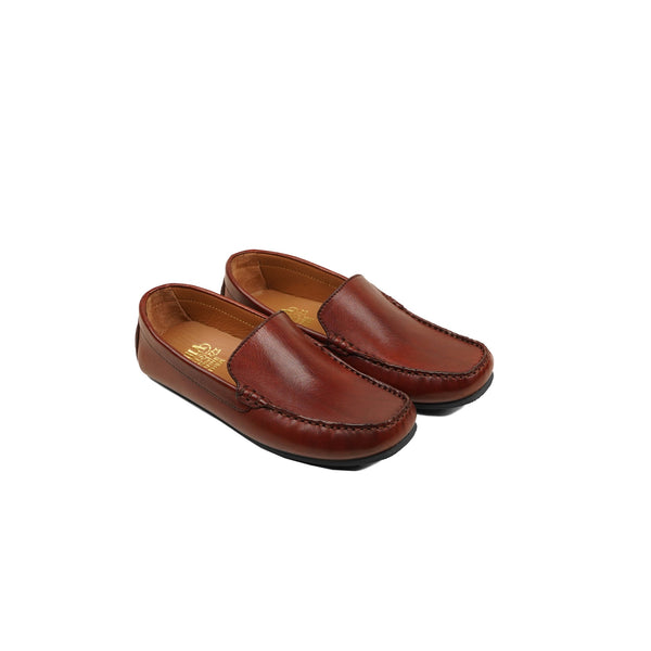 Guti - Kid's Reddish Brown Calf Leather Driver Shoe (5-12 Years Old)