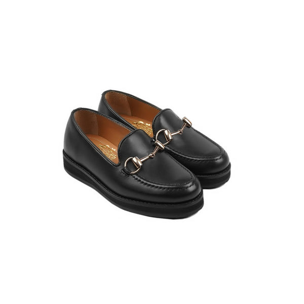 Amethyst - Kid's Black Calf Leather Loafer (5-12 Years Old)