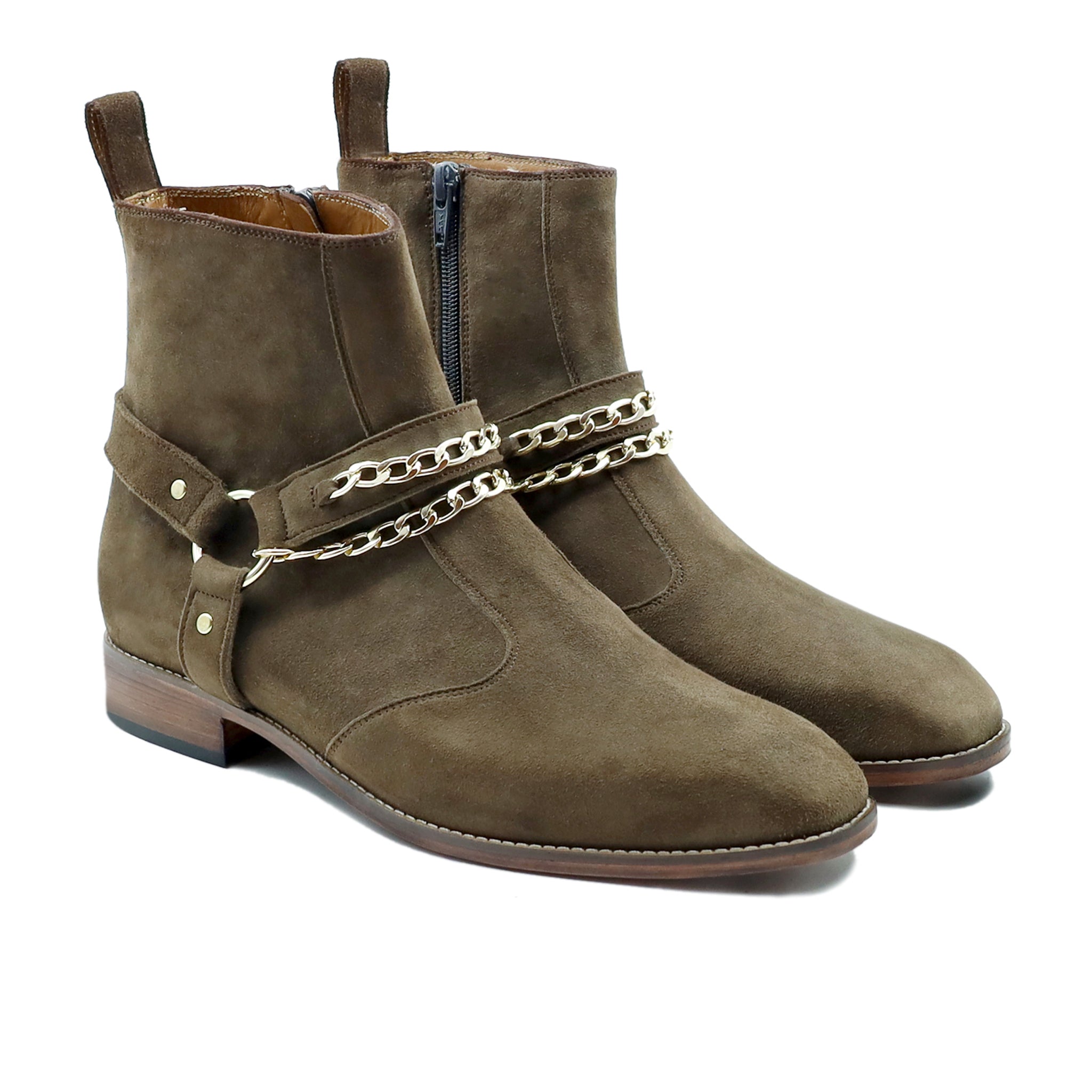 Houston - Men's Dark Brown Kid Suede Jodhpur Boot