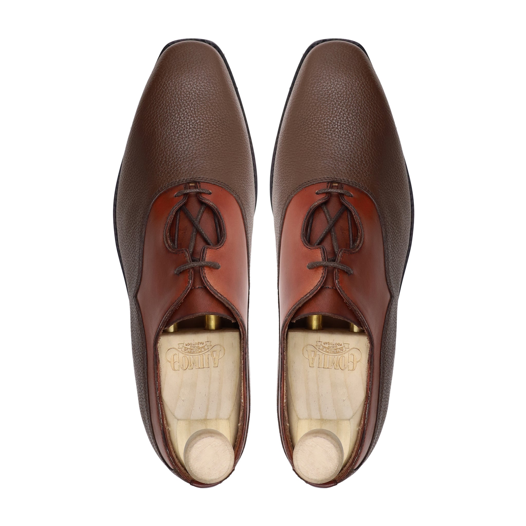 Pintxo - Men's Brown Pebble Grain Leather Oxford Shoe