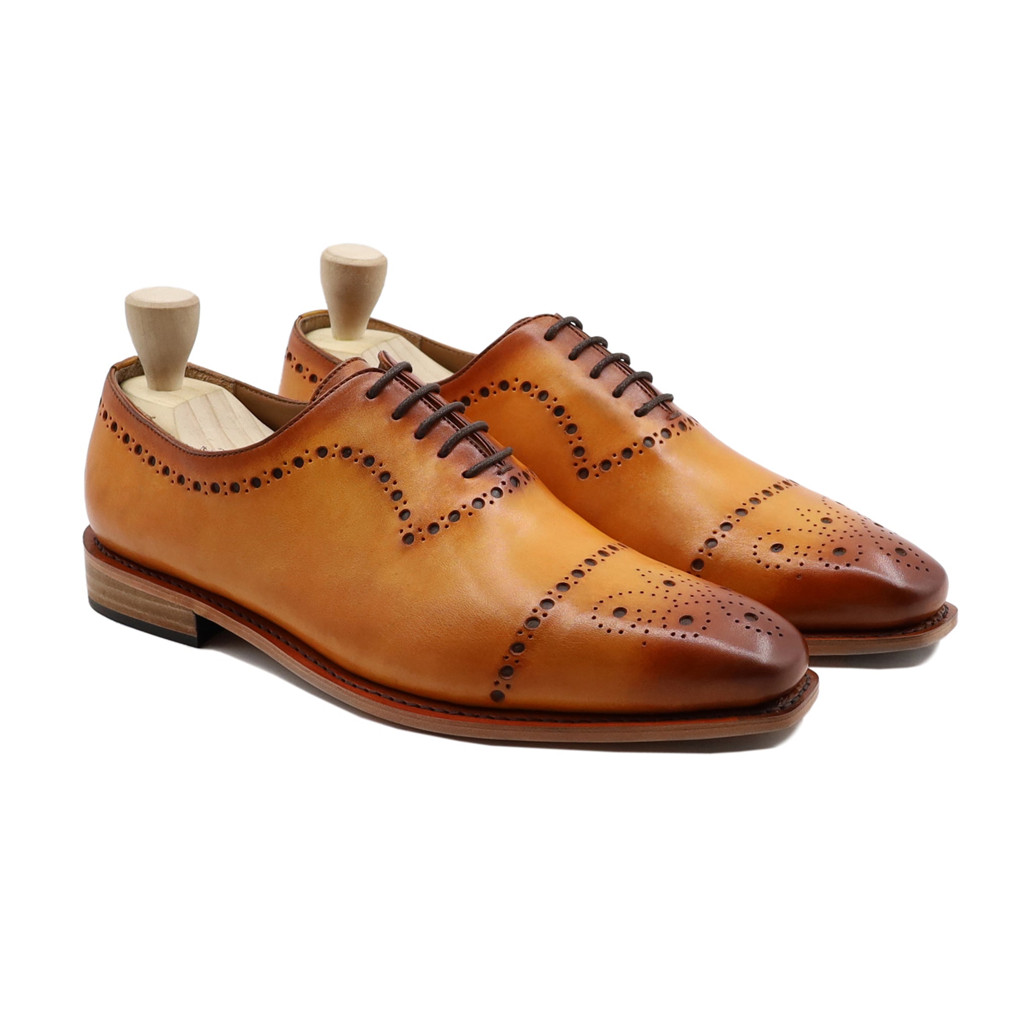 Shoal - Men's Burnished Yellow Tan Calf Leather Wholecut Shoe - Goodyear Welted