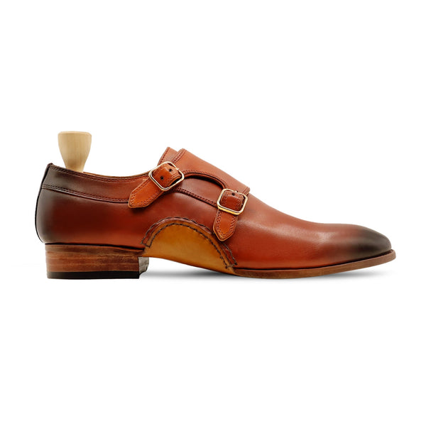 Stile - Men's Burnish Orange Tan Calf Leather Double Monkstrap