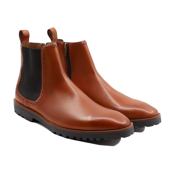 Namey - Men's Tan Calf Leather Chelsea Boot