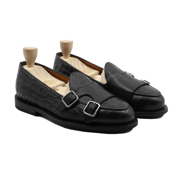 Sebastian - Men's Black Calf Leather Double Monkstrap