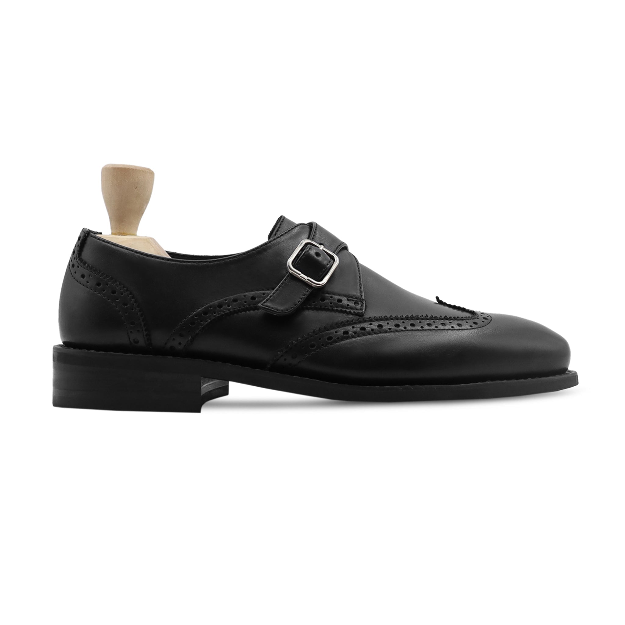 Tad - Men's Black Calf Leather Single Monkstrap - Goodyear Welted