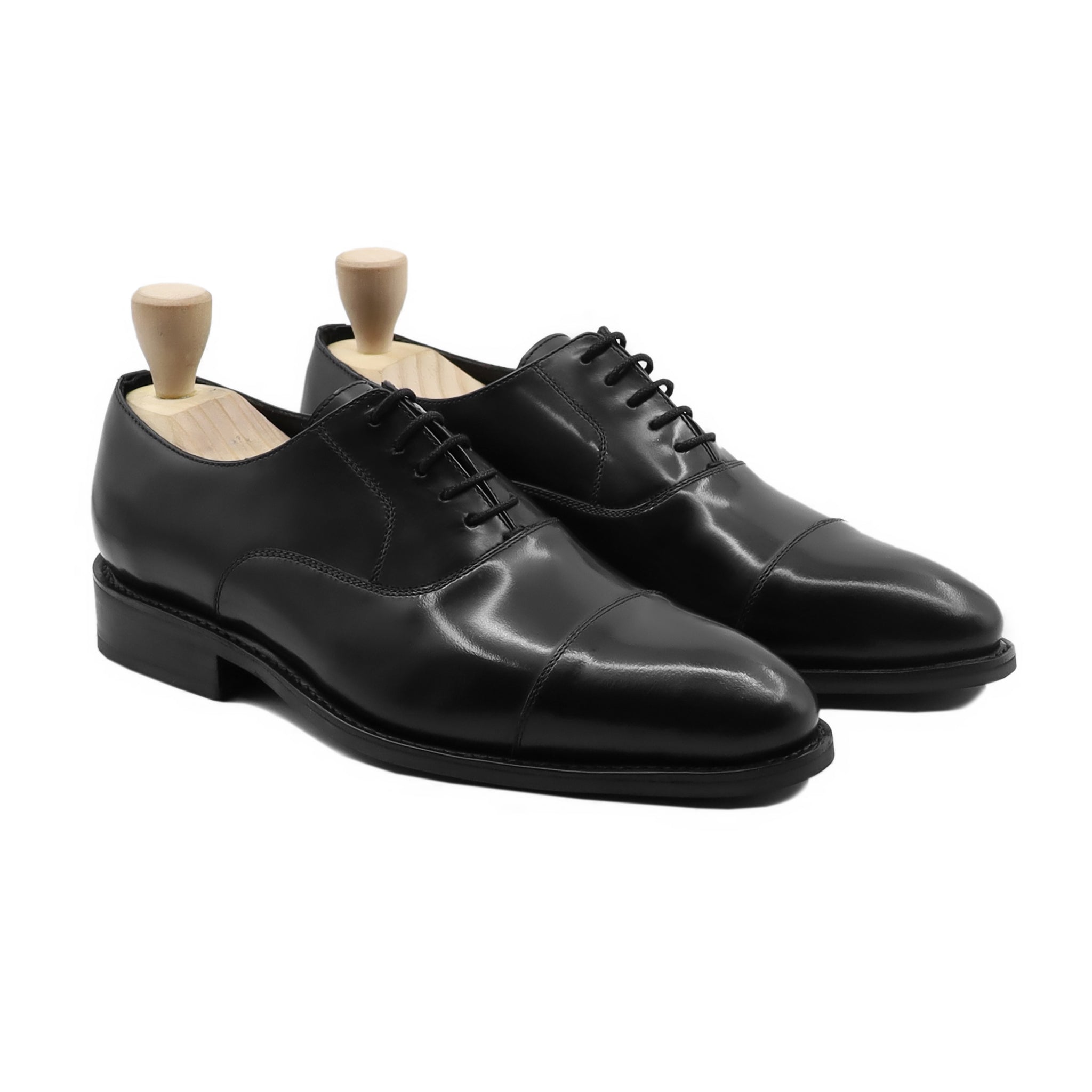 Tawus - Men's Black Box Leather High Shine Oxford Shoe - Goodyear Welted