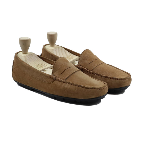 Timo - Men's Camel Kid Suede Driver Shoe