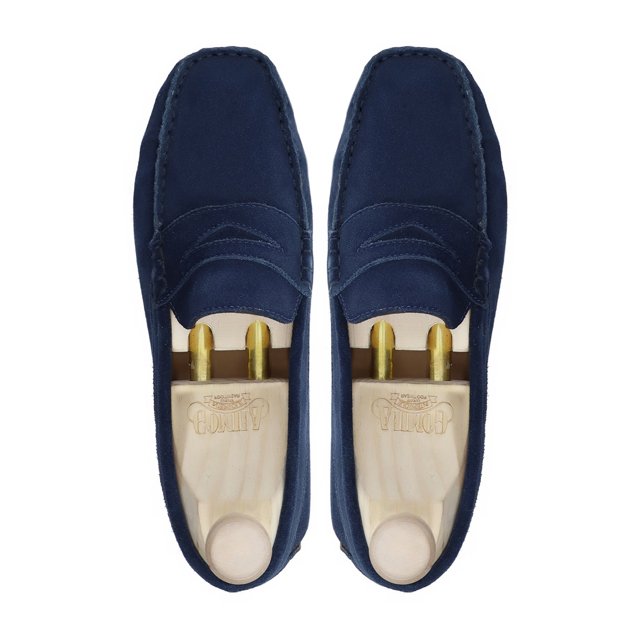 Adan - Men's Navy Blue Kid Suede Driver Shoe