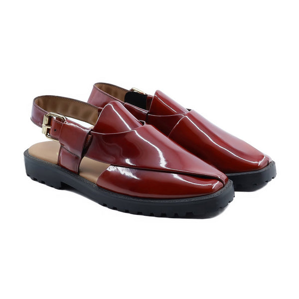 Gitega - Men's Oxblood Patent Leather Sandal
