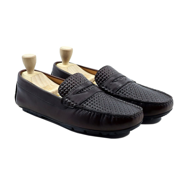 Moroni - Men's Dark Brown Hand Woven Calf Leather Driver Shoe