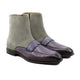 Kansas - Men's Burnished Purple Grey Calf Leather and Steel Grey Kid Suede Chelsea Boot