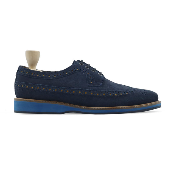 Killen - Men's Navy Blue Kid Suede Derby Shoe