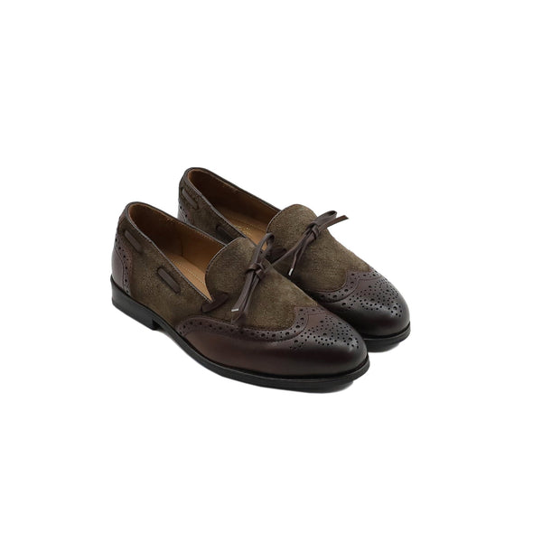 Lansing - Kid's Brown Calf Leather and Kid Suede Loafer (5-12 Years Old)