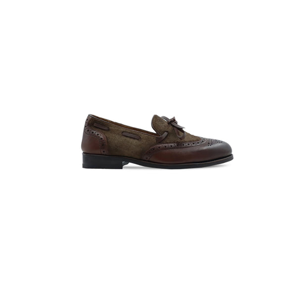 Lansing - Kid's Brown Calf Leather and Kid Suede Loafer (5-12 Years Old)