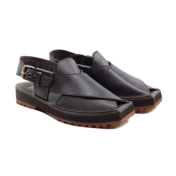 Agate - Men's Dark Brown Calf Leather Sandal