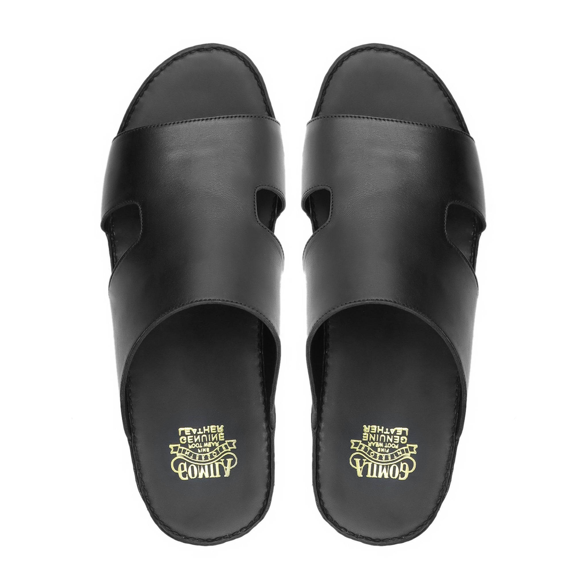 Darmsta - Men's Black Calf Leather Slipper