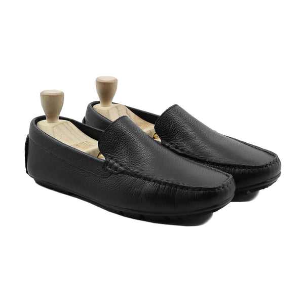 Aaden - Men's Black Pebble Leather Grain Driver Shoe