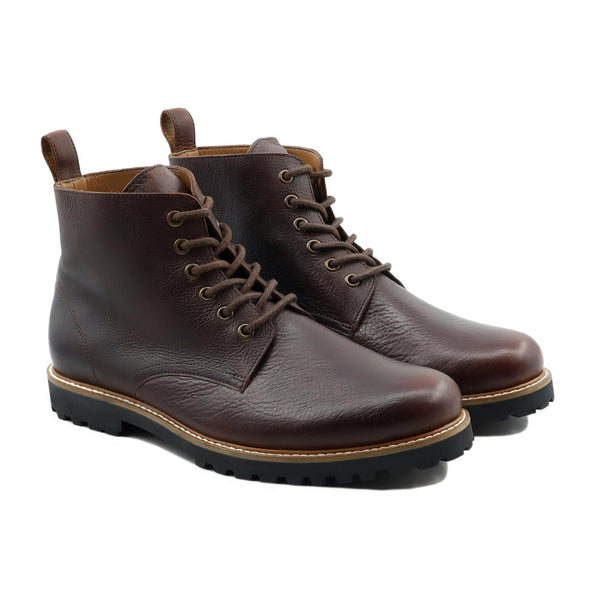 Ironb - Men's Dark Brown Pebble Grain Leather Boot