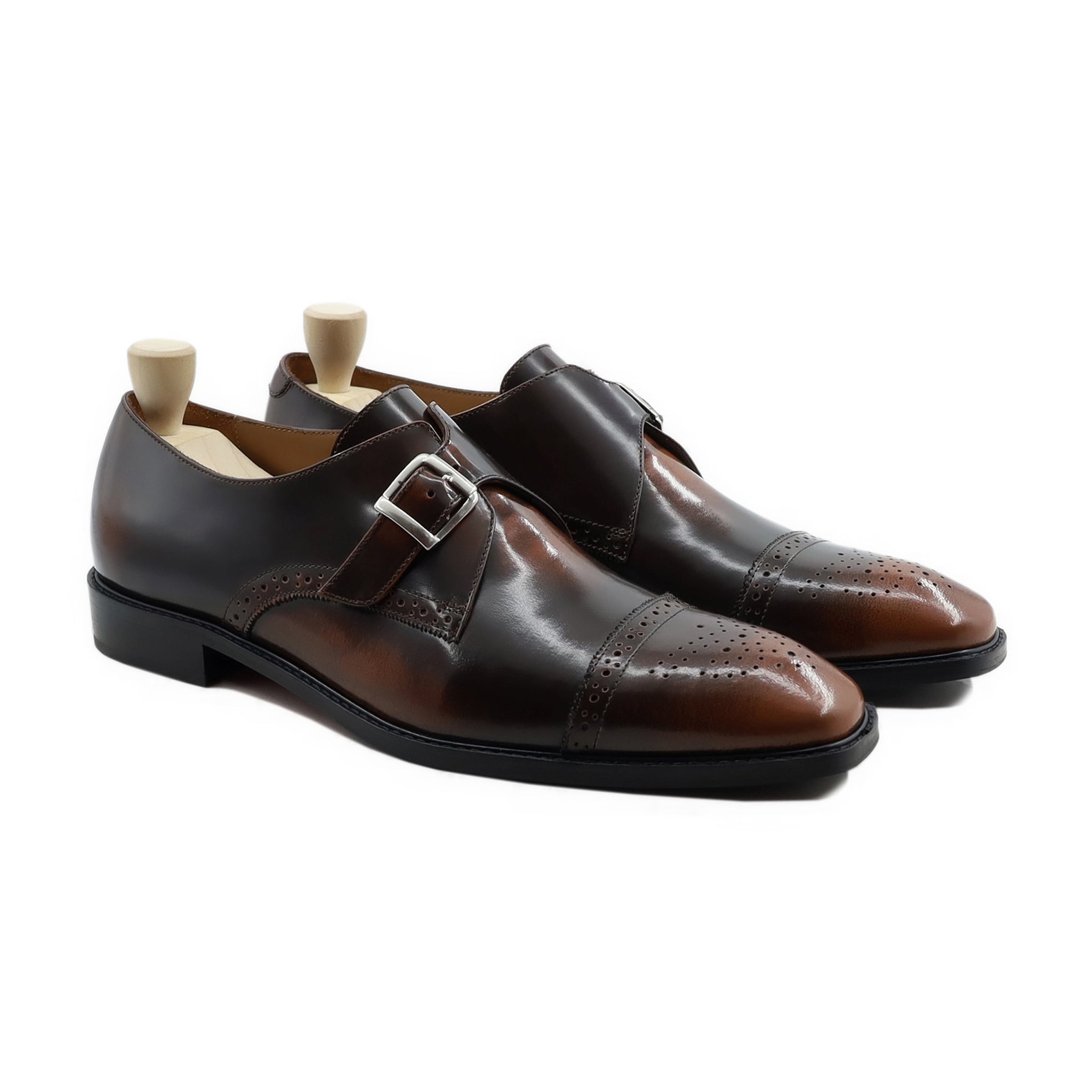 Strombus - Men's Burnished Brown Calf Leather Single Monkstrap