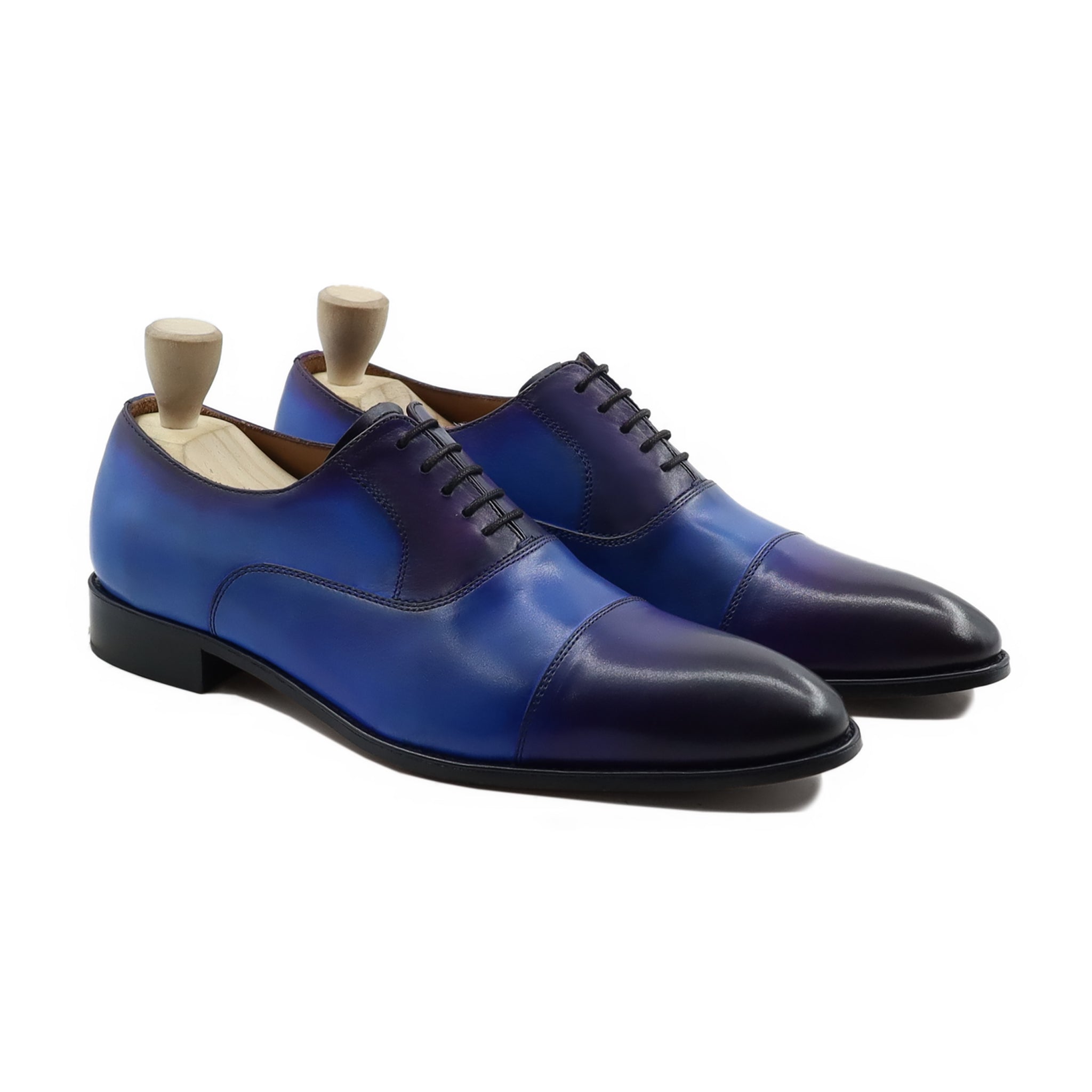 Lobelia - Men's Burnished Blue Calf Leather Oxford Shoe