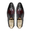 Cozmel - Men's Black and Oxblood Box Leather High Shine Derby Shoe