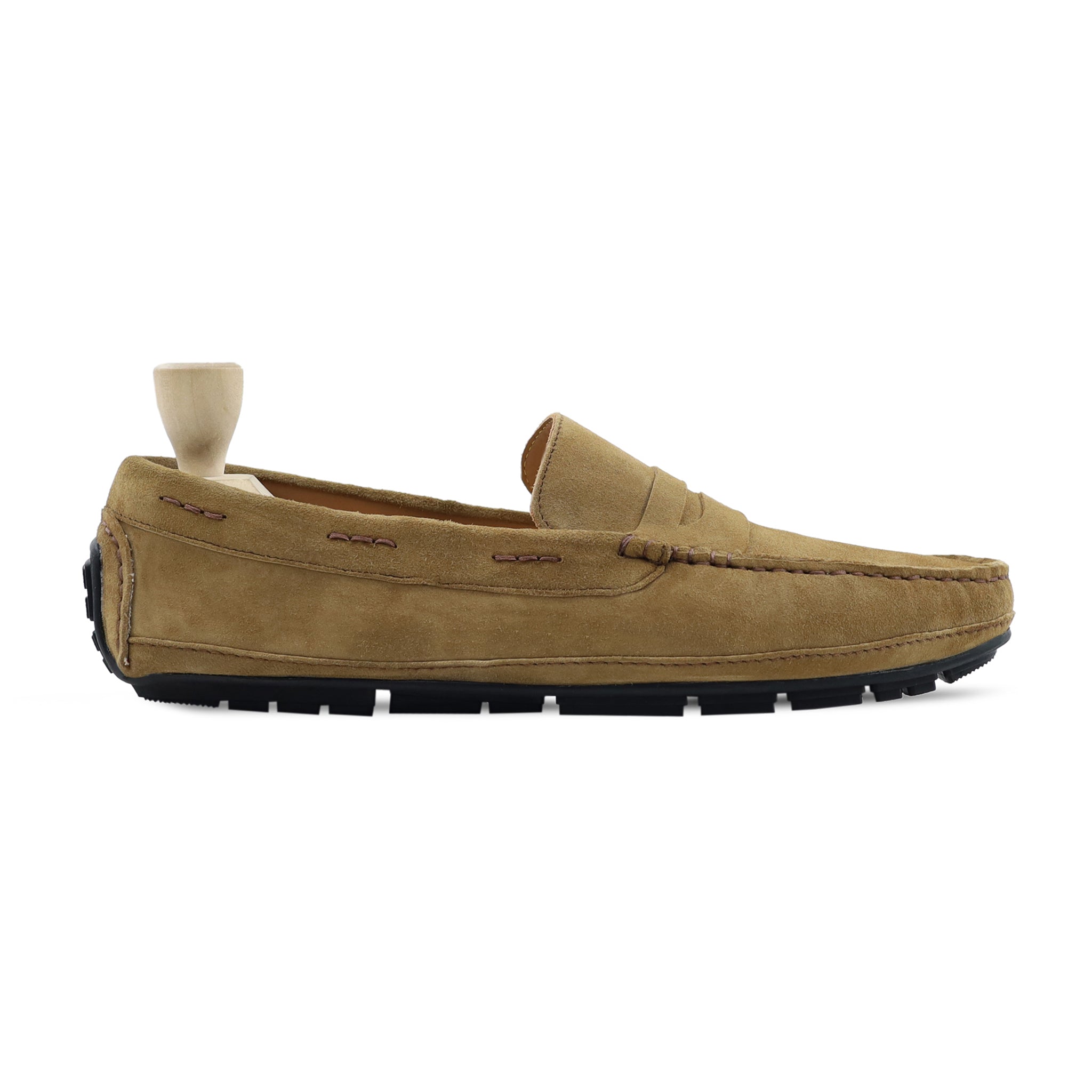 Vennesla - Men's Camel Kid Suede Driver Shoe