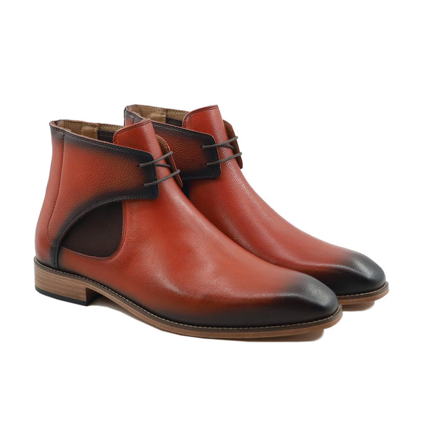 Tofua - Men's Burnished Orange Tan Pebble Grain Leather Boot