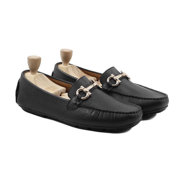 Luzon - Men's Black Pebble Grain Leather Driver Shoe