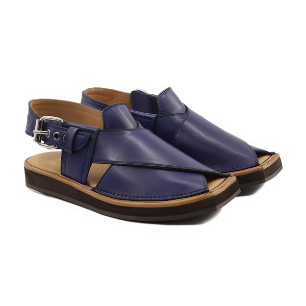 Zanzi - Men's Dark Navy Blue Calf Leather Sandal
