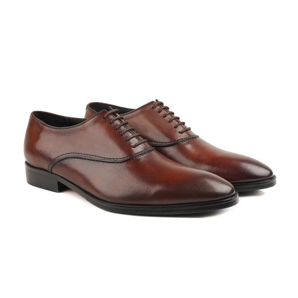 Aluin - Men's Reddish Brown Patina Calf Leather Oxford Shoe