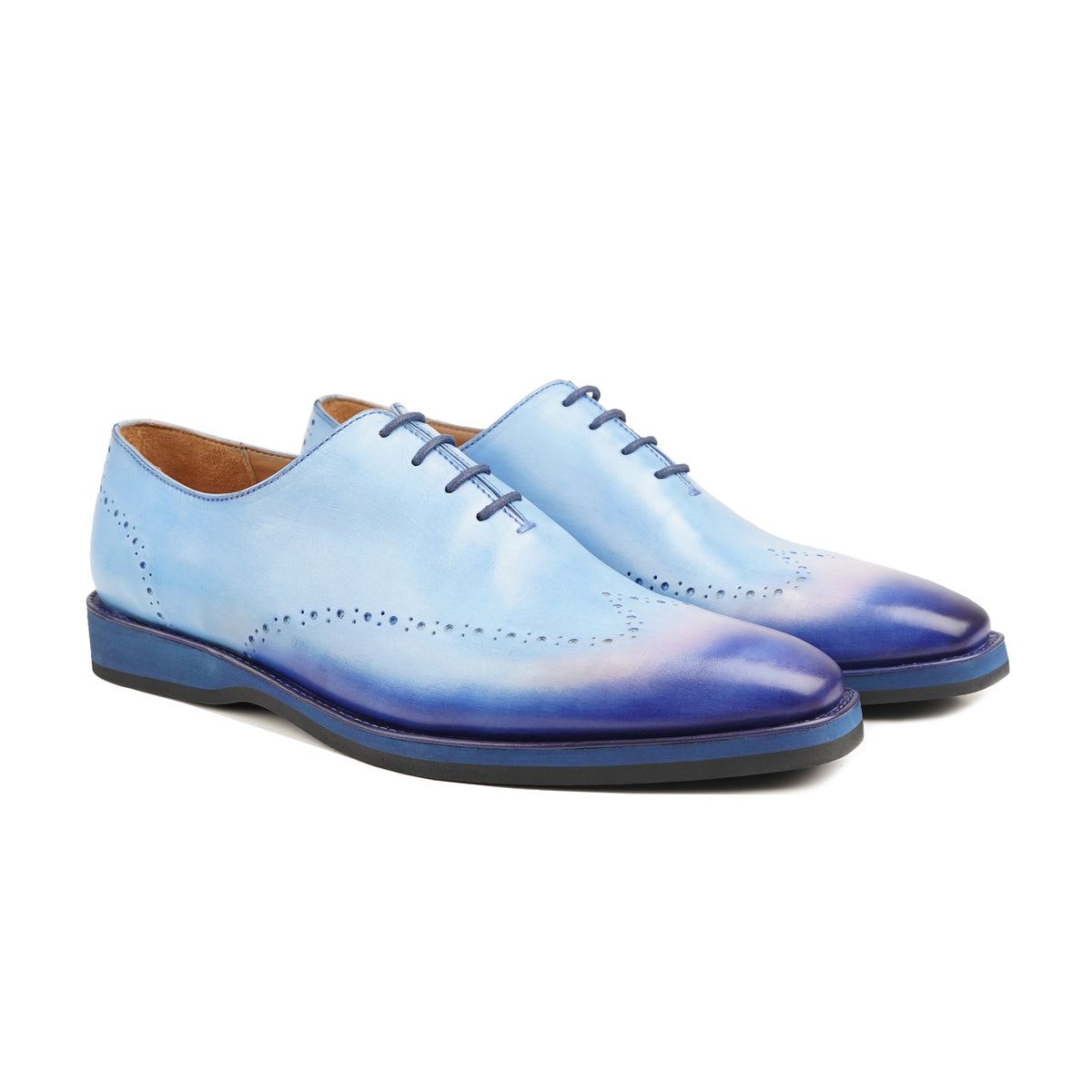 Seahorse - Men's Sky Blue Patina Calf Leather Wholecut