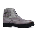 Henry - Men's Burnished Grey Calf Leather and Steel Grey Kid Suede Boot
