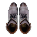 Henry - Men's Burnished Grey Calf Leather and Steel Grey Kid Suede Boot