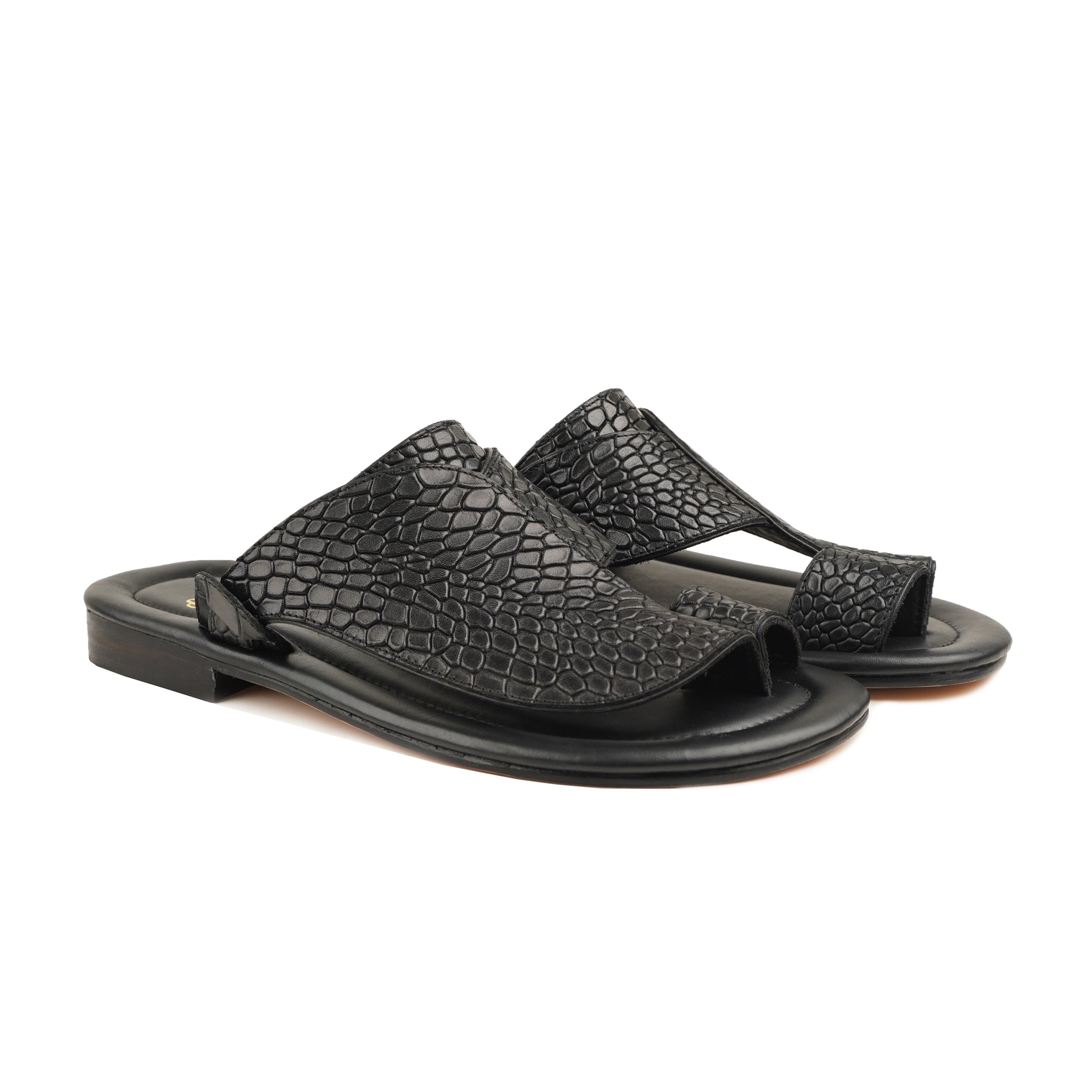 Dubai - Men's Black Calf Leather Slipper