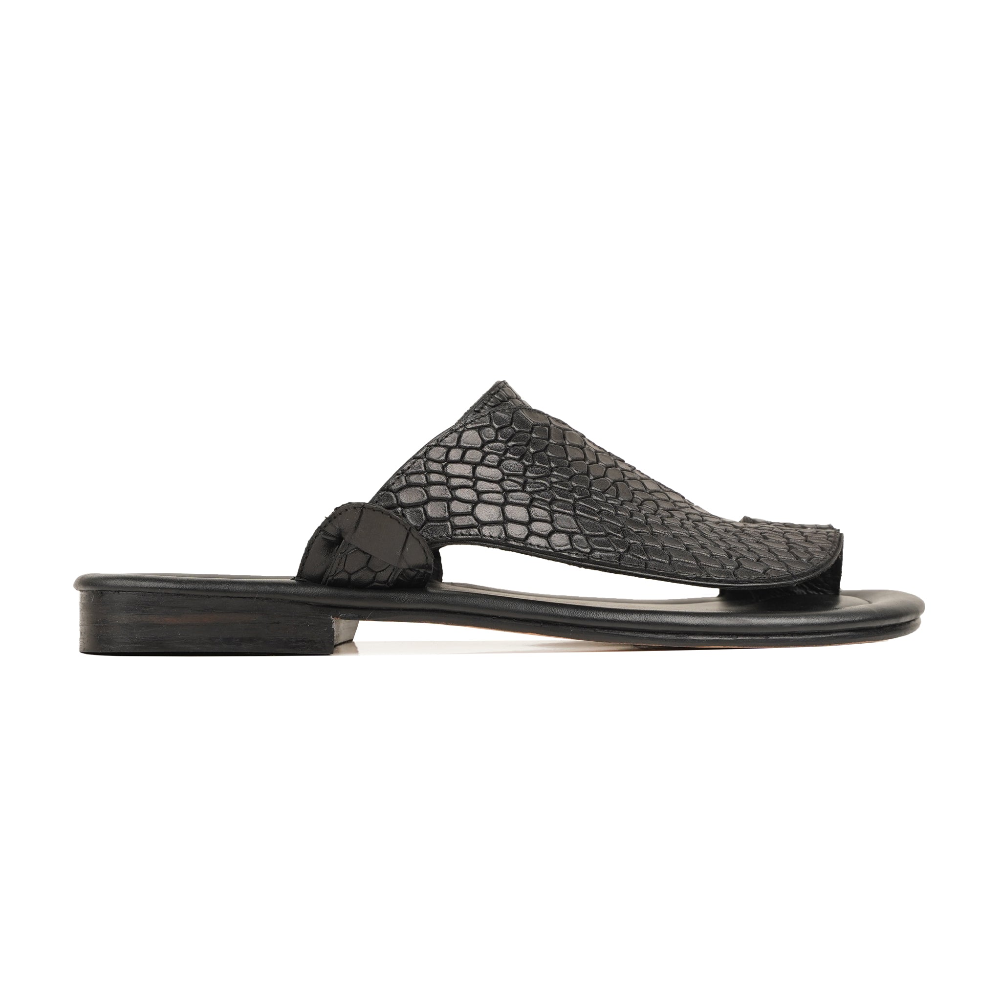 Dubai - Men's Black Calf Leather Slipper