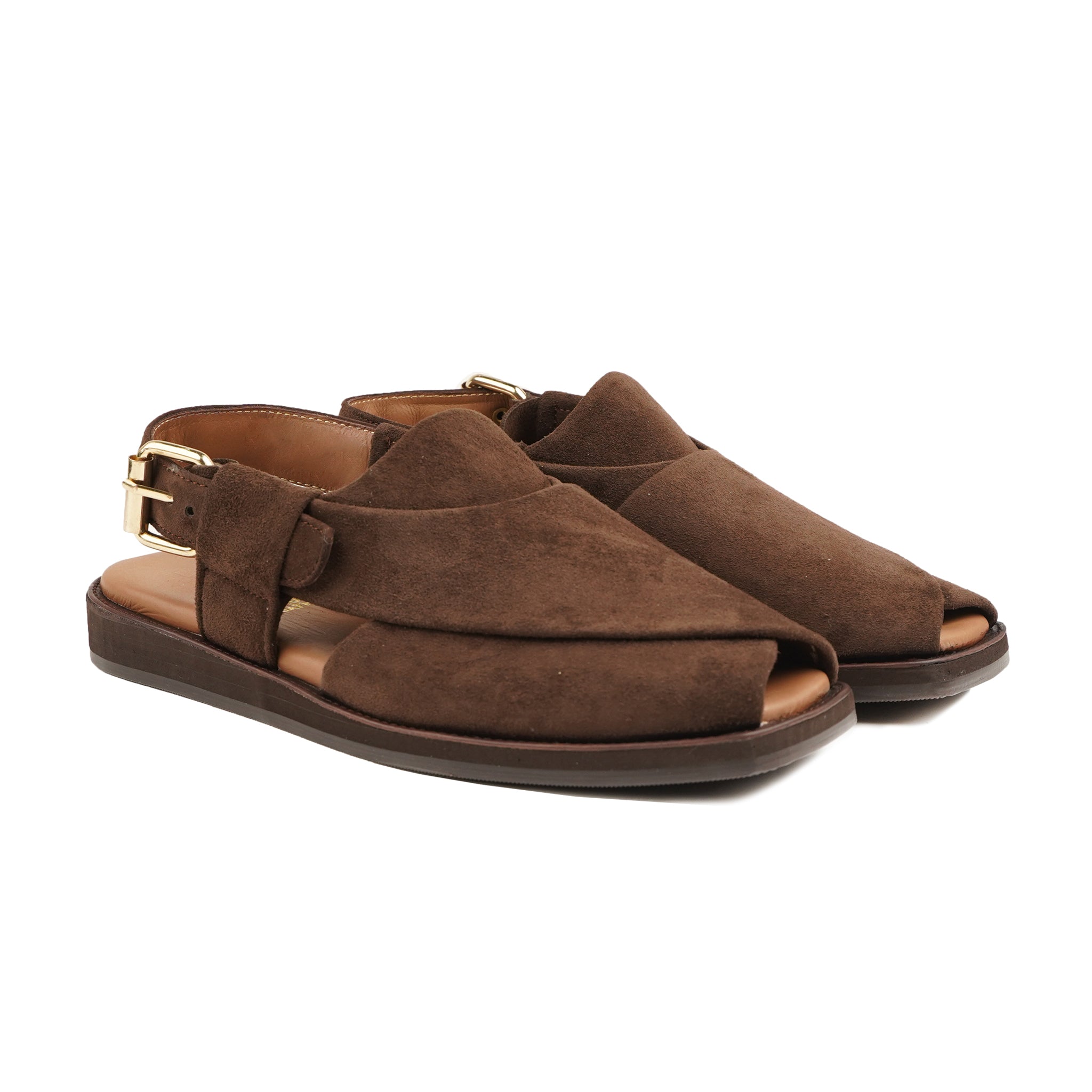 Chizue - Men's Dark Brown Kid Suede Sandal