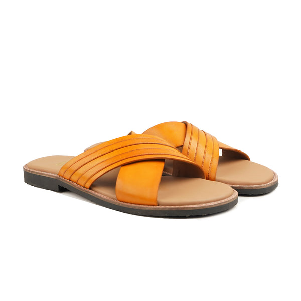 Tavista - Men's Tan Calf Leather Slipper