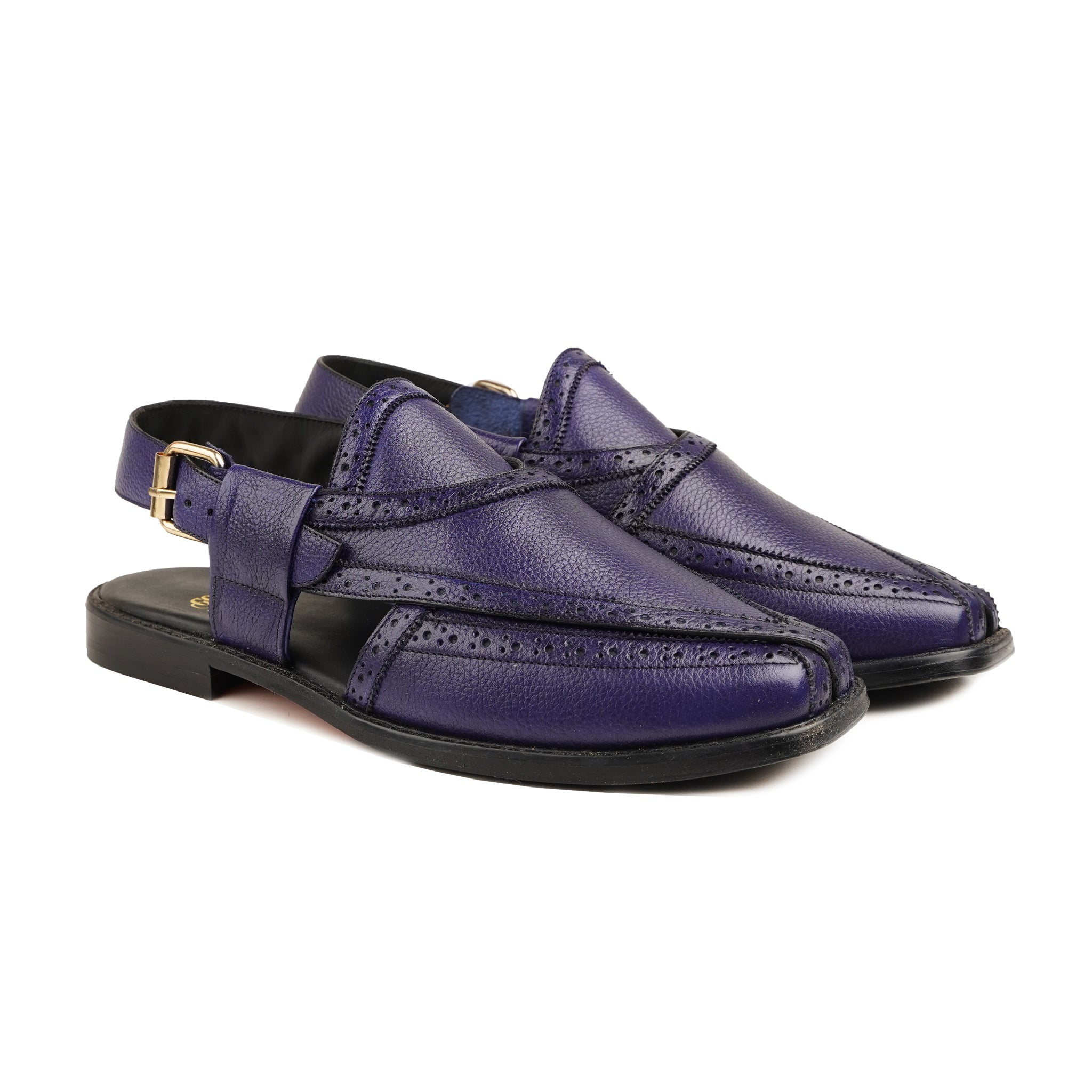 Ayako - Men's Blue Pebble Grain Leather Sandal