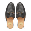 Barnaby - Men's Black Hand Woven Calf Leather Slipper